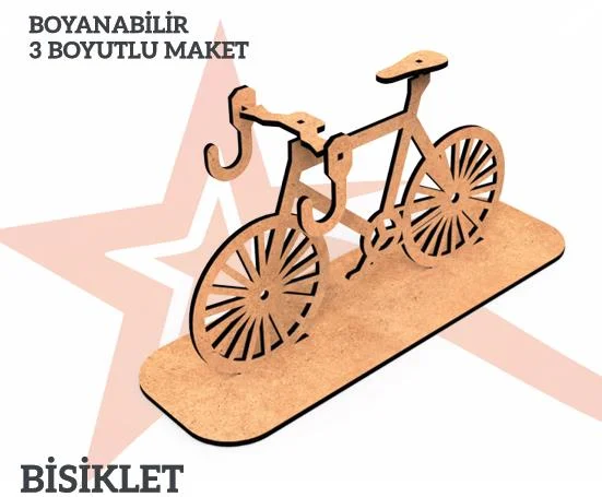 YILDIZLAR AHŞAP 3D AHŞAP BOYANABİLİR MAKET BİSİKLET BYM-06 (Best)