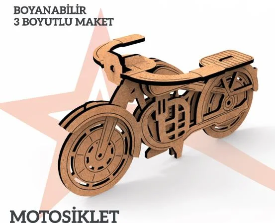 YILDIZLAR AHŞAP 3D AHŞAP BOYANABİLİR MAKET MOTOR BYM-09 (Best)