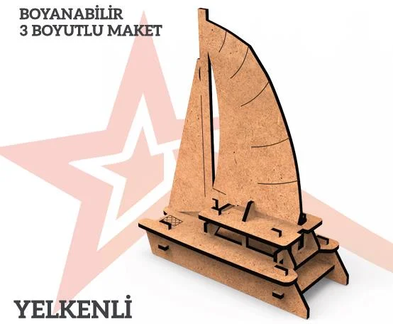 YILDIZLAR AHŞAP 3D AHŞAP BOYANABİLİR MAKET YELKENLİ GEMİ BYM-04 (Best)