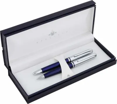 STEELPEN DOLMA KALEM+TÜKENMEZ KALEM SET SATURN SERİSİ MAVİ 2352
