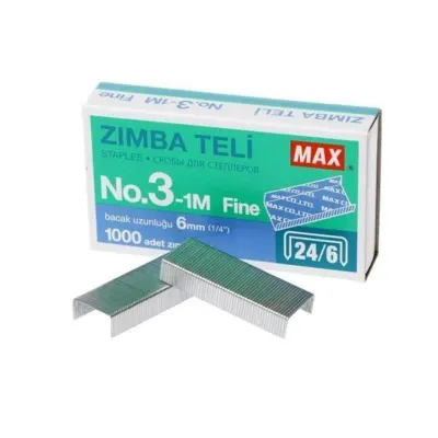 MAX ZIMBA TELİ GÜMÜŞ 24/6 NO:3 1M 600302 (Best)