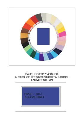 ALEX FON KARTONU 220GR 50X70 LACİVERT 50 Lİ 721