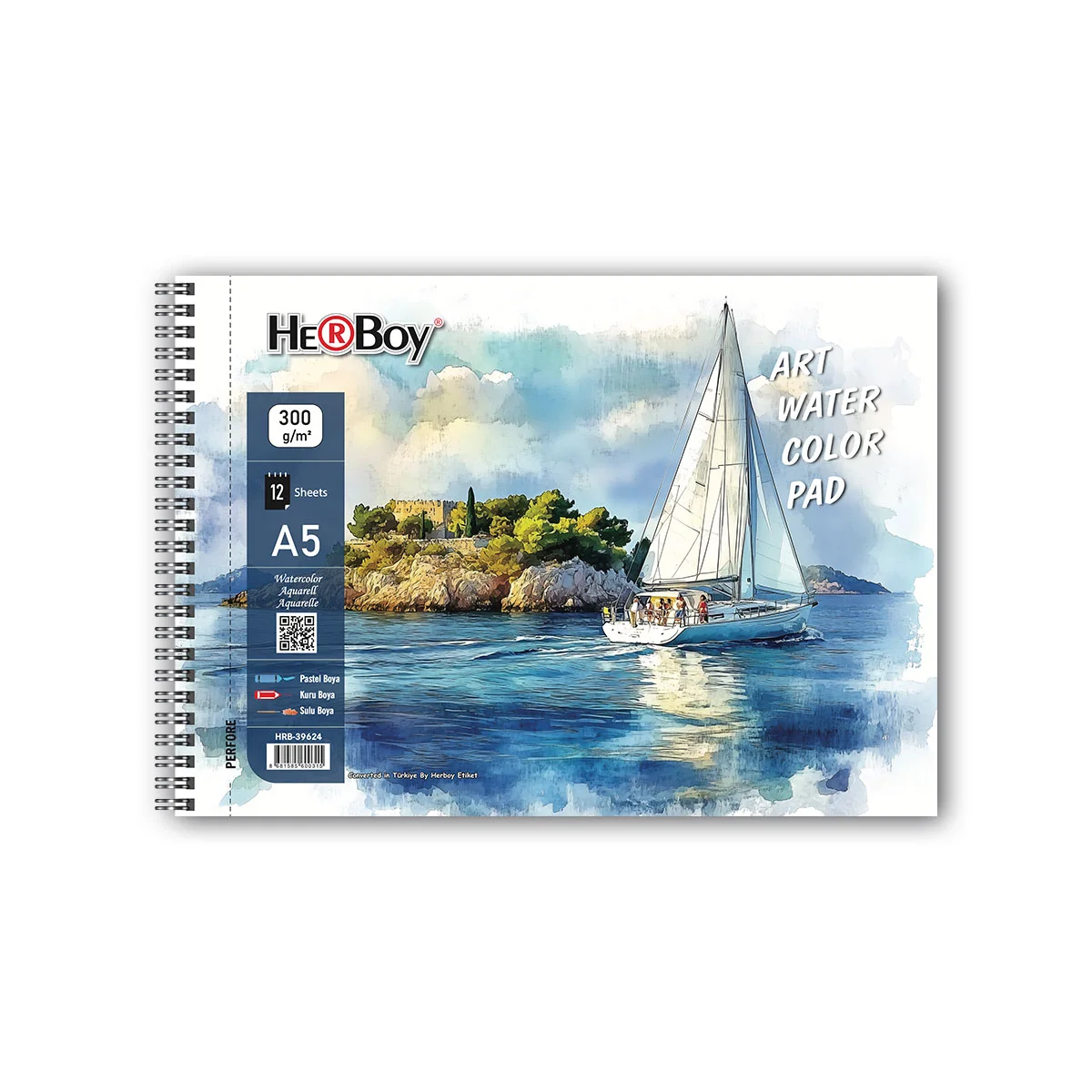 HERBOY A5 300 GR 12 Lİ SPİRALLİ  ART SULU BOYA DEFTERİ  HRB-39624