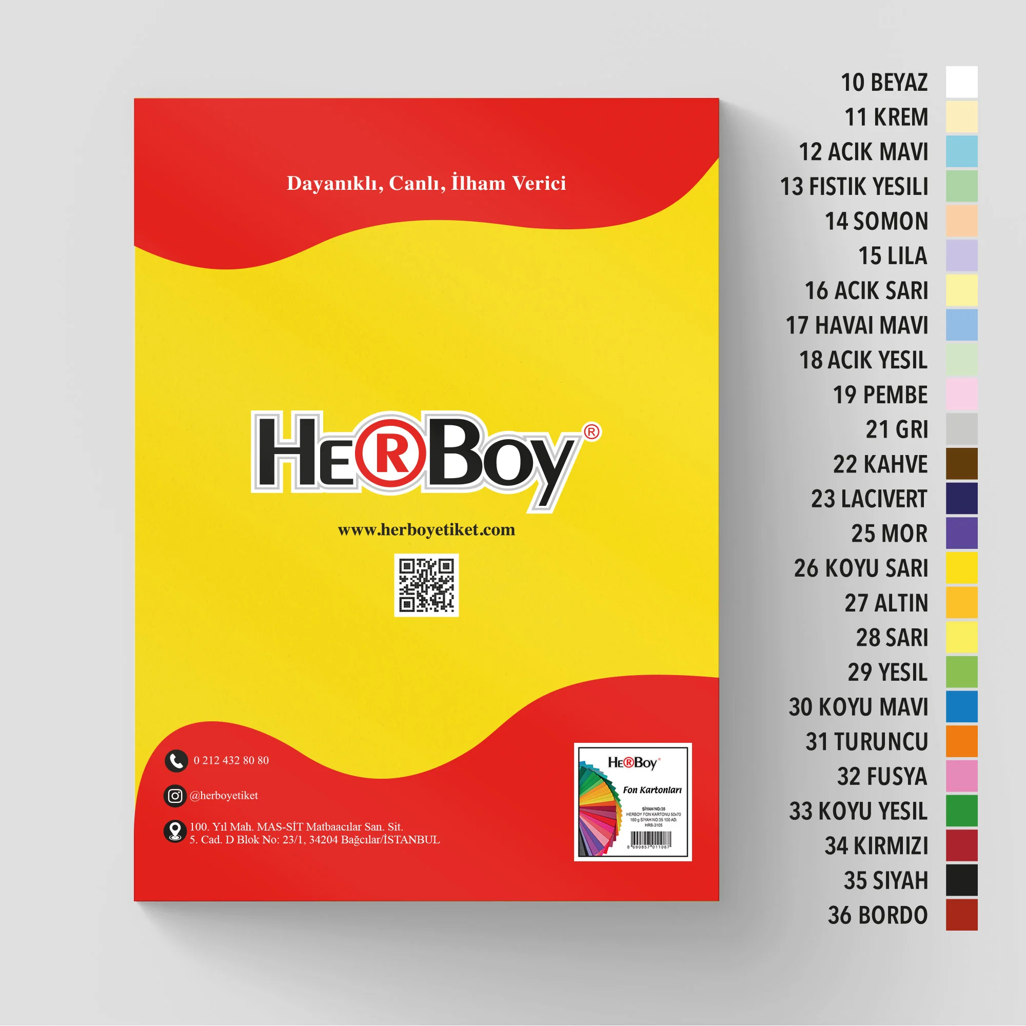 HERBOY FON KARTONU  35X50 160GR NO:26 KOYU SARI HRB-3067