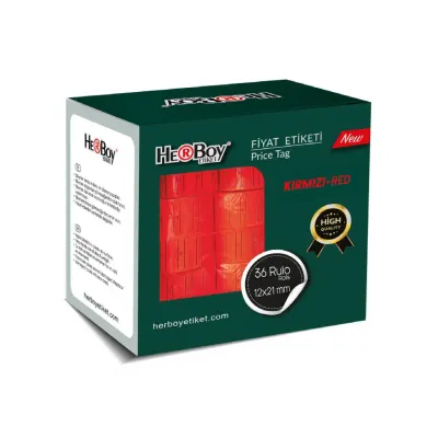 HERBOY HERBOY  KIRMIZI FİYAT ETİKETİ 12X21- 36 AD.  HRB-140