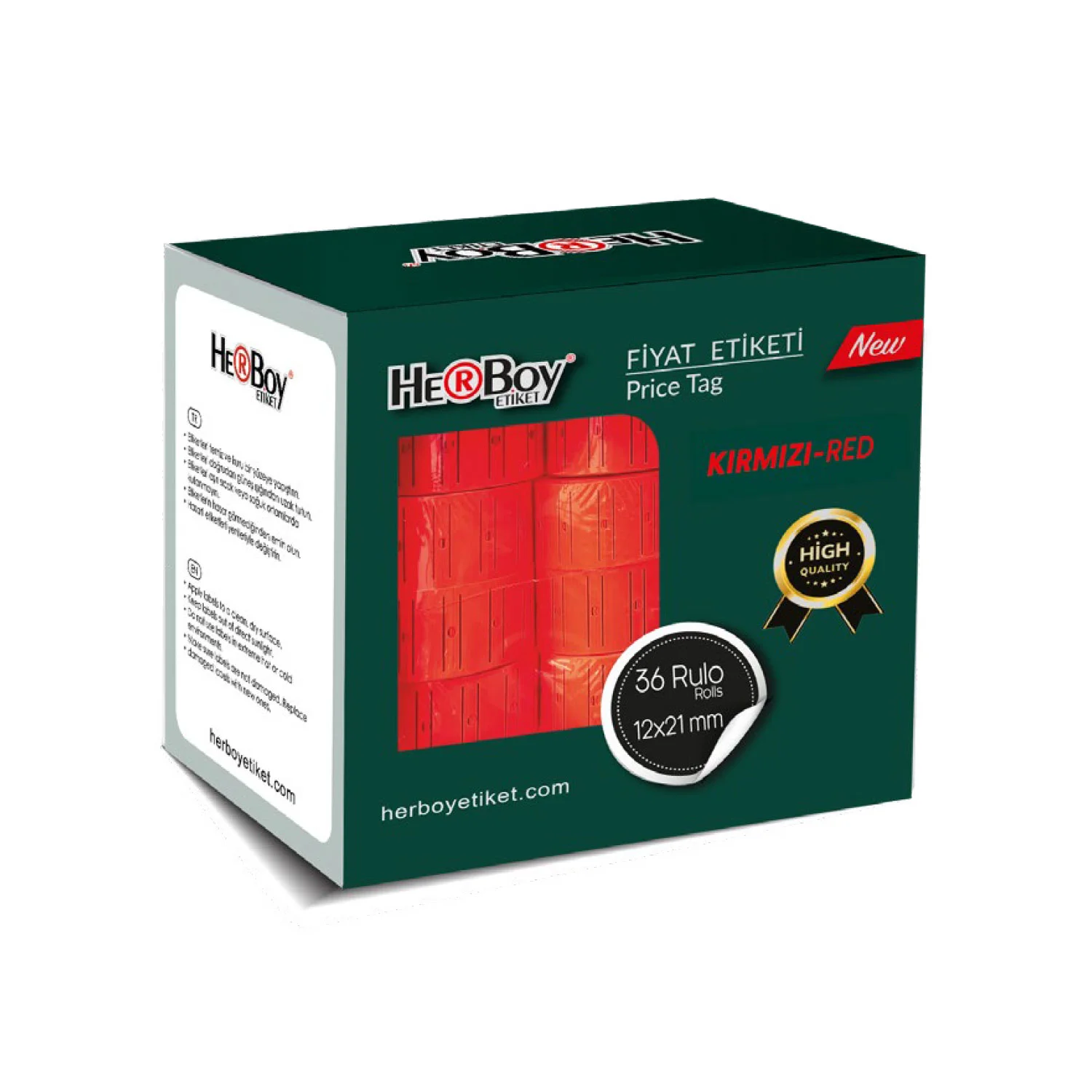 HERBOY HERBOY  KIRMIZI FİYAT ETİKETİ 12X21- 36 AD.  HRB-140