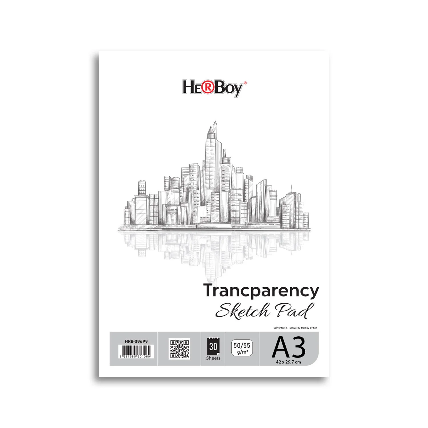 HERBOY ESKİZ SPİRALLİ BLOK 50/55G A3 30'LU  HRB-39698