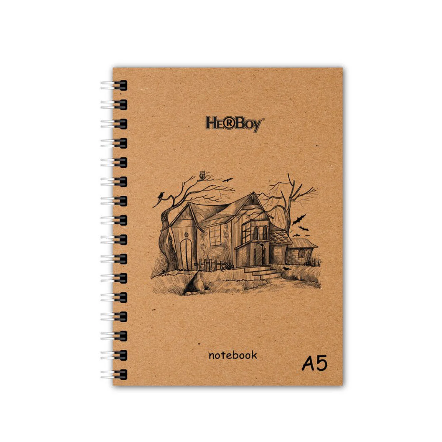 HERBOY KRAFT SERT KAPAK SPİRALLİ DÜZ DEFTER 70GR A5 80 Lİ  HRB-3224