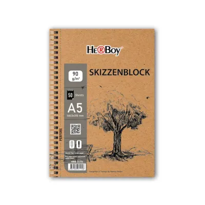 HERBOY SKIZZENBLOCK A5 50.Lİ 90 GR KRAFT YAN SPİRALL BLOK  HRB-3170