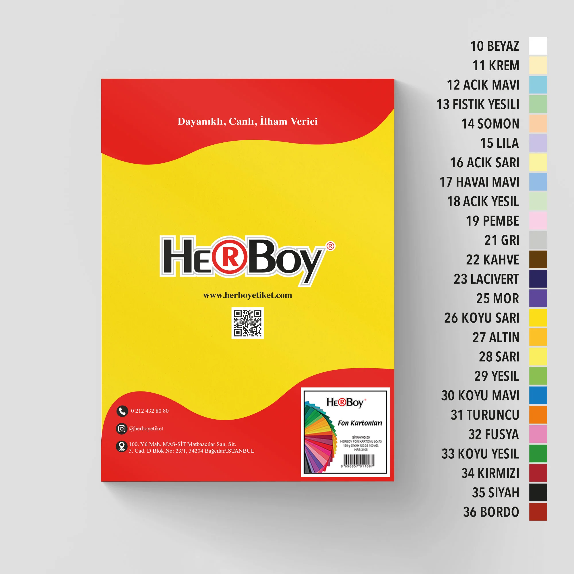 HERBOY FON KARTONU A4 160GR NO:26 KOYU SARI HRB-3013
