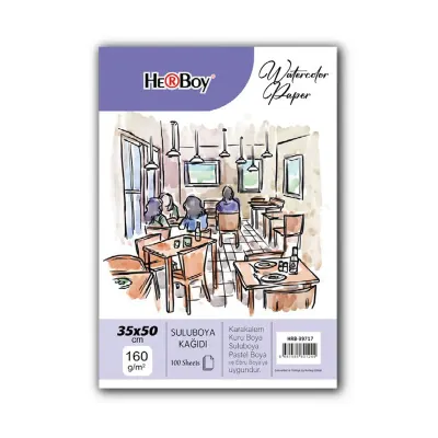 HERBOY SULU BOYA KAĞIDI 35X50CM 160GR 100'LÜ HRB-39717