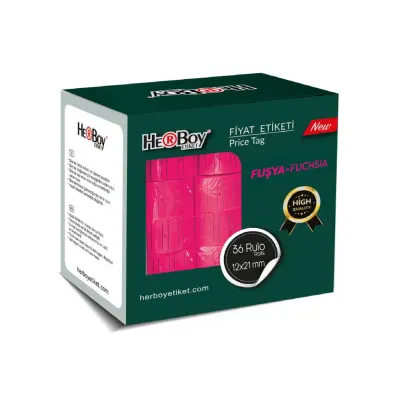 HERBOY HERBOY  PEMBE FİYAT ETİKETİ 12X21- 36 AD.  HRB-138