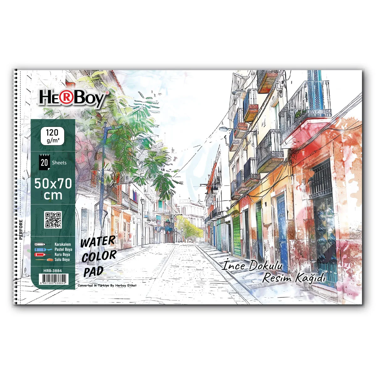 HERBOY SPİRALLİ RESİM DEFTERİ 50X70CM 120GR 20'Lİ  HRB-3884