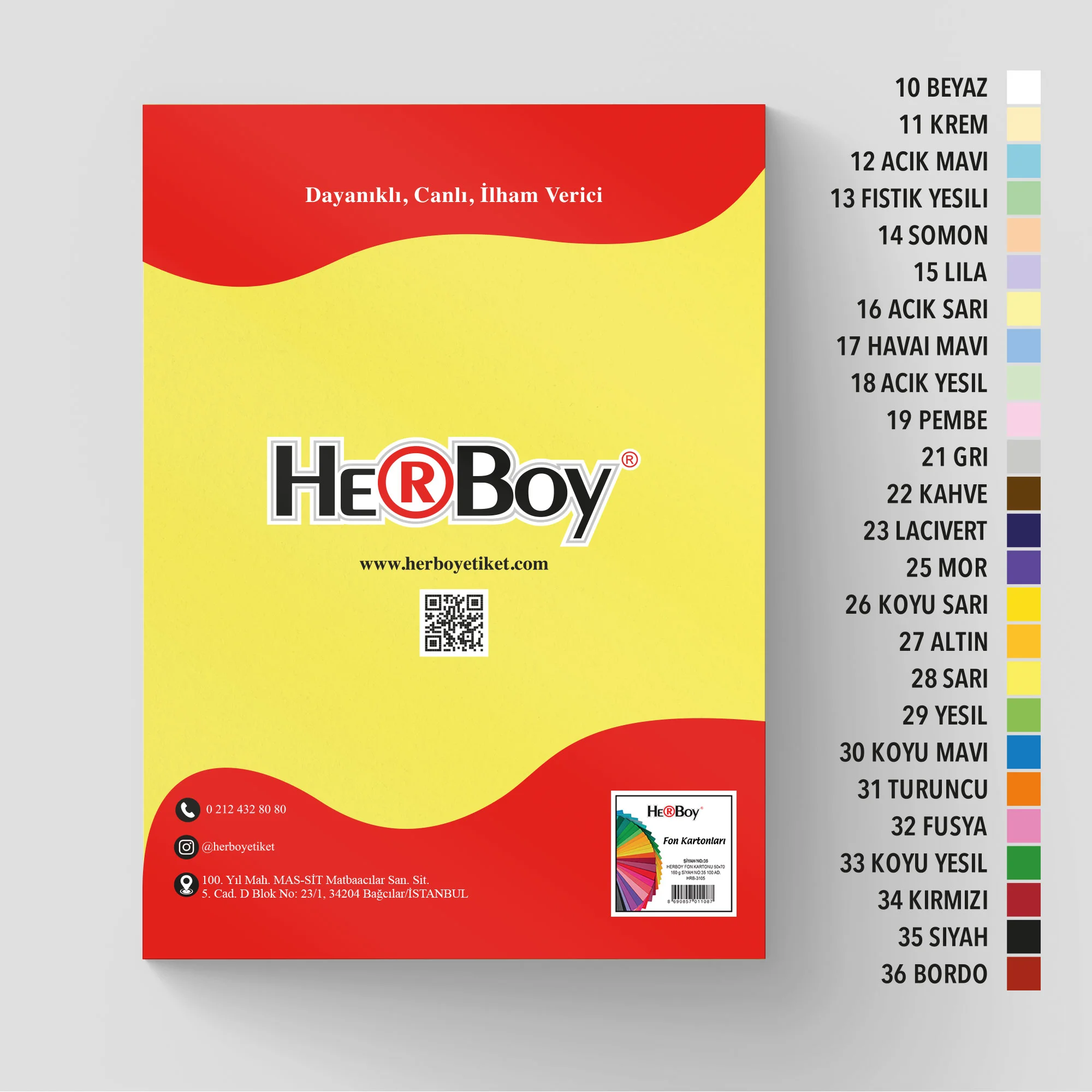 HERBOY FON KARTONU  35X50 160GR NO:28 SARI HRB-3069