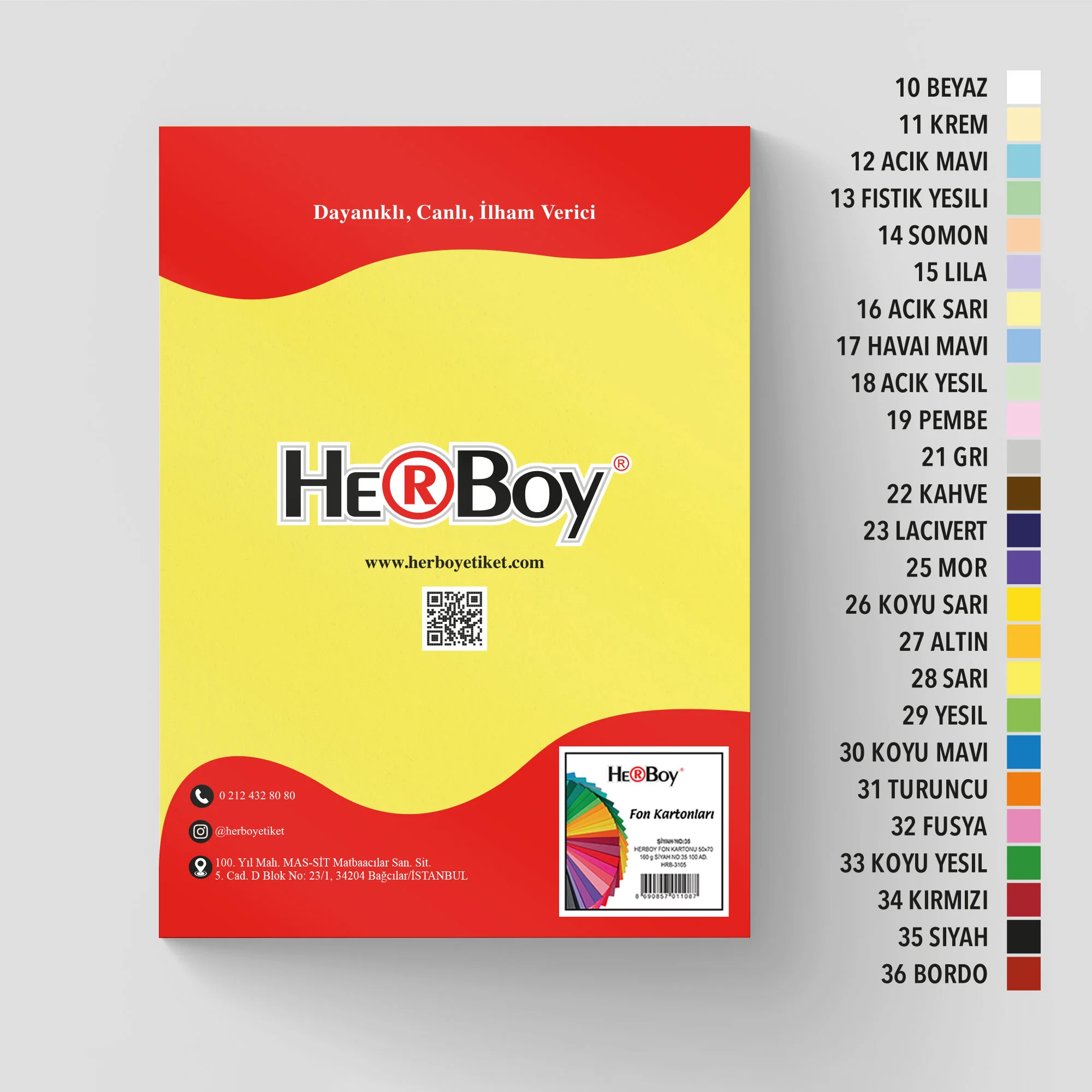 HERBOY FON KARTONU 25X35 160GR NO:28 SARI  HRB-3738