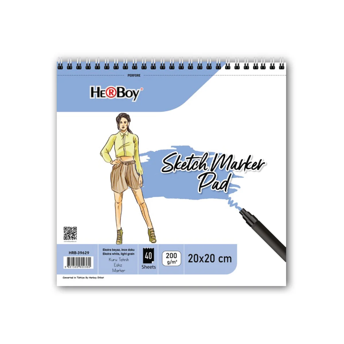 HERBOY 20X20 200GR 40LI SPİRALLİ SKETCH-MARKER PAD HRB-39629