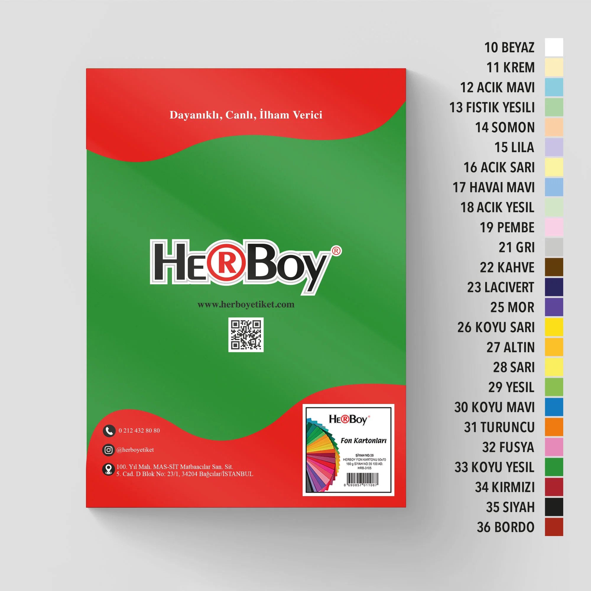 HERBOY FON KARTONU 25X35 160GR NO:33 KOYU YEŞİL HRB-3743