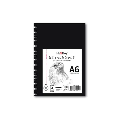HERBOY 120 G A6 70 YPR. SPİRALLİ ESKİZ SİYAH SERT KAPAK HRB-39703