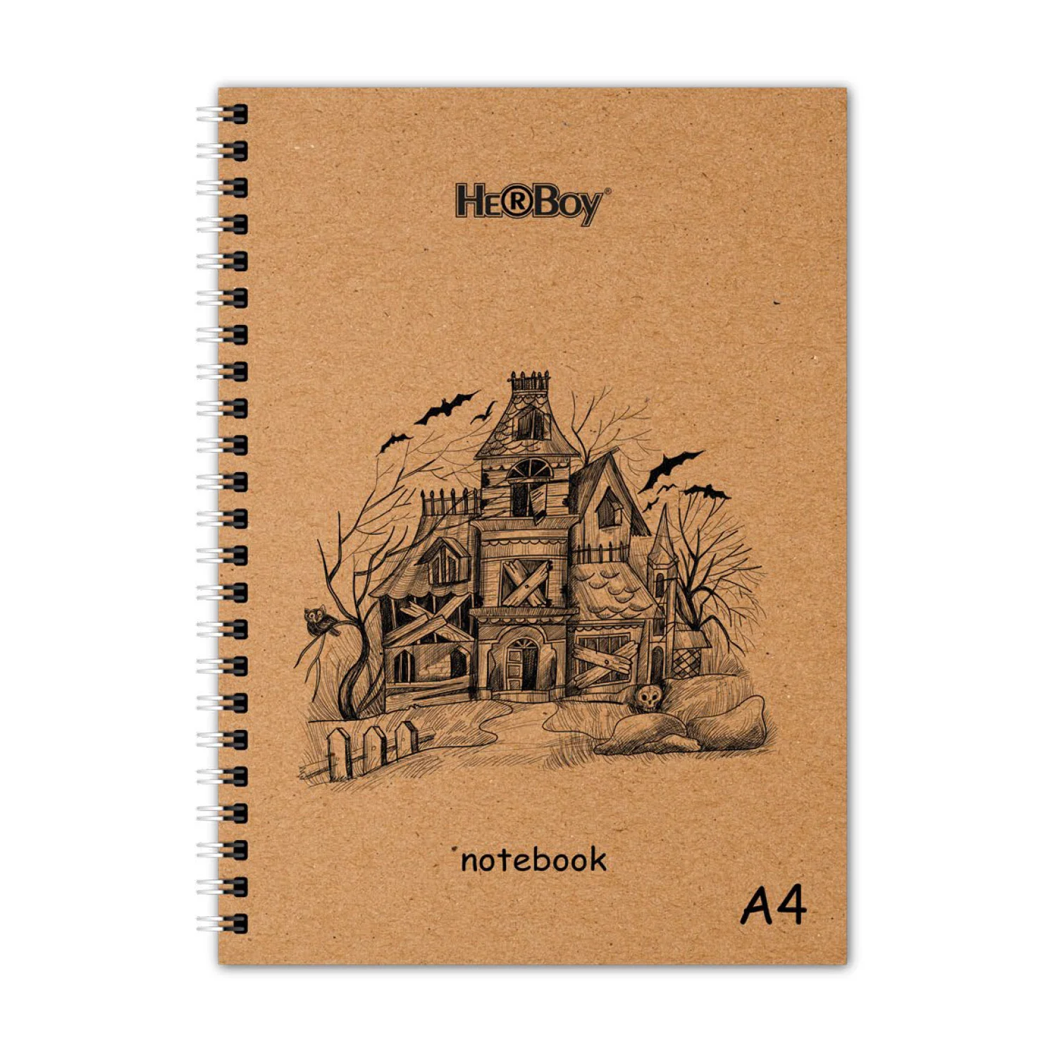 HERBOY KRAFT SERT KAPAK SPİRALLİ DÜZ DEFTER 70GR A4 80 Lİ  HRB-3223