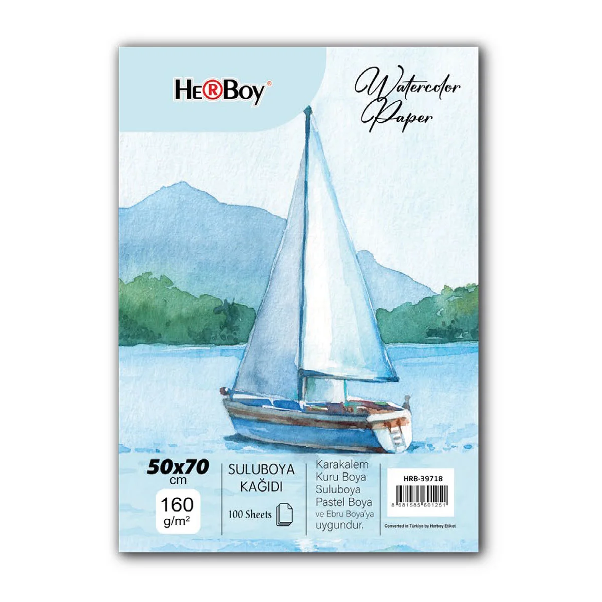 HERBOY SULU BOYA KAĞIDI 50X70CM 160GR 100'LÜ HRB-39718