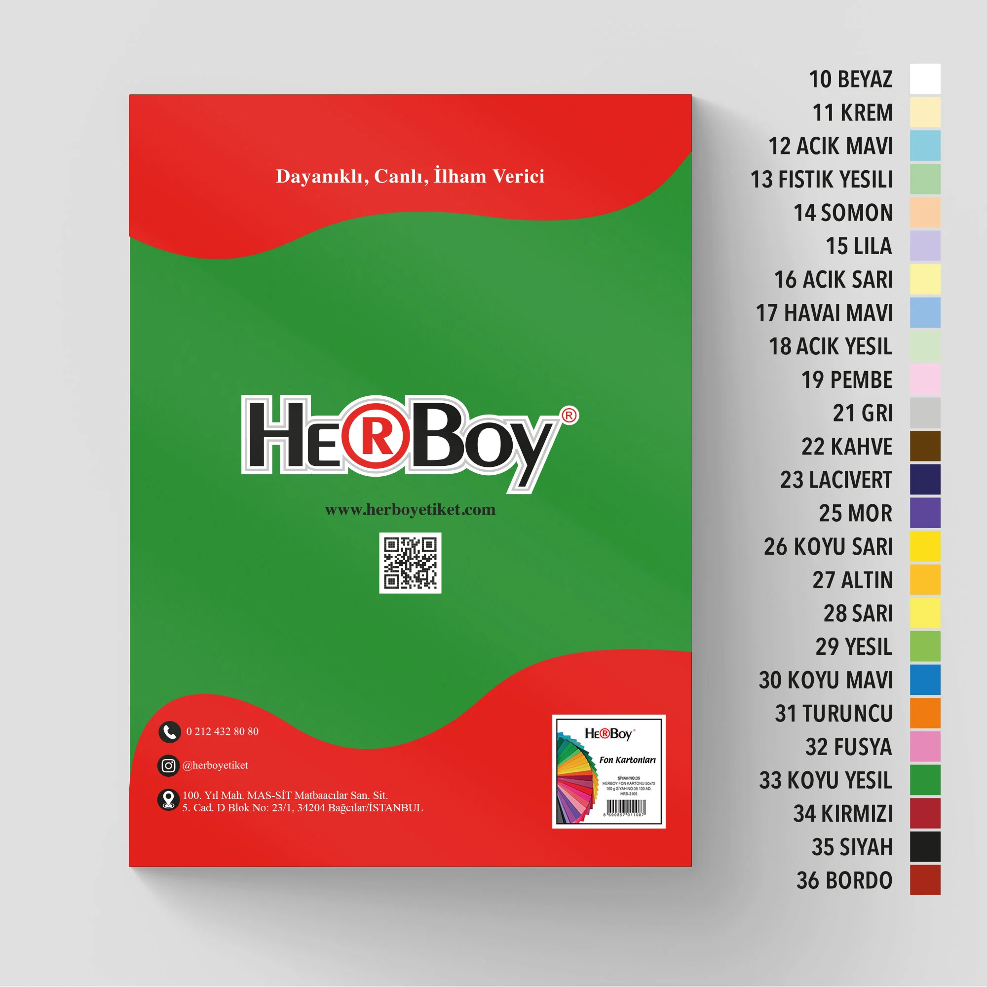 HERBOY FON KARTONU  35X50 160GR NO:33 KOYU YEŞİL HRB-3074