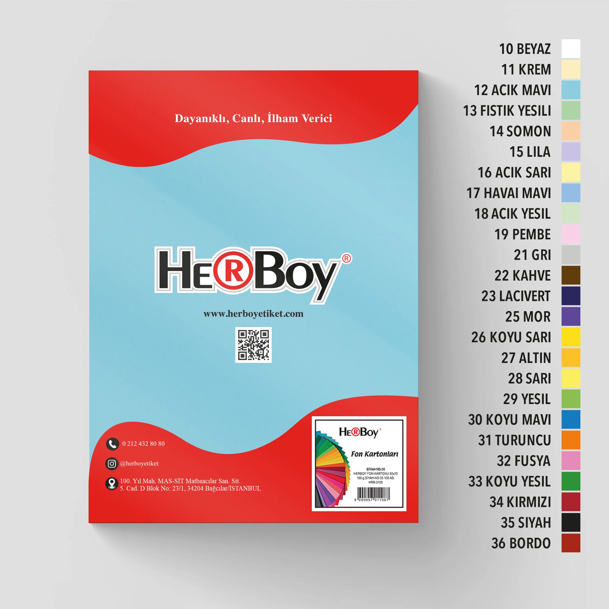 HERBOY FON KARTONU 25X35 160GR NO:12 AÇIK MAVİ  HRB-3722