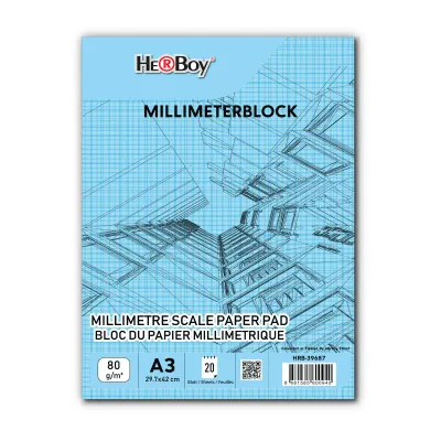HERBOY MİLİMETRİK A3 20 YP MAVİ BLOK 80G  HRB-39687