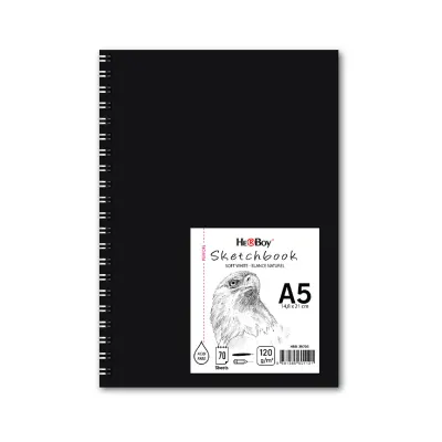 HERBOY 120 G A5 70 YPR. SPİRALLİ ESKİZ SİYAH SERT KAPAK HRB-39705