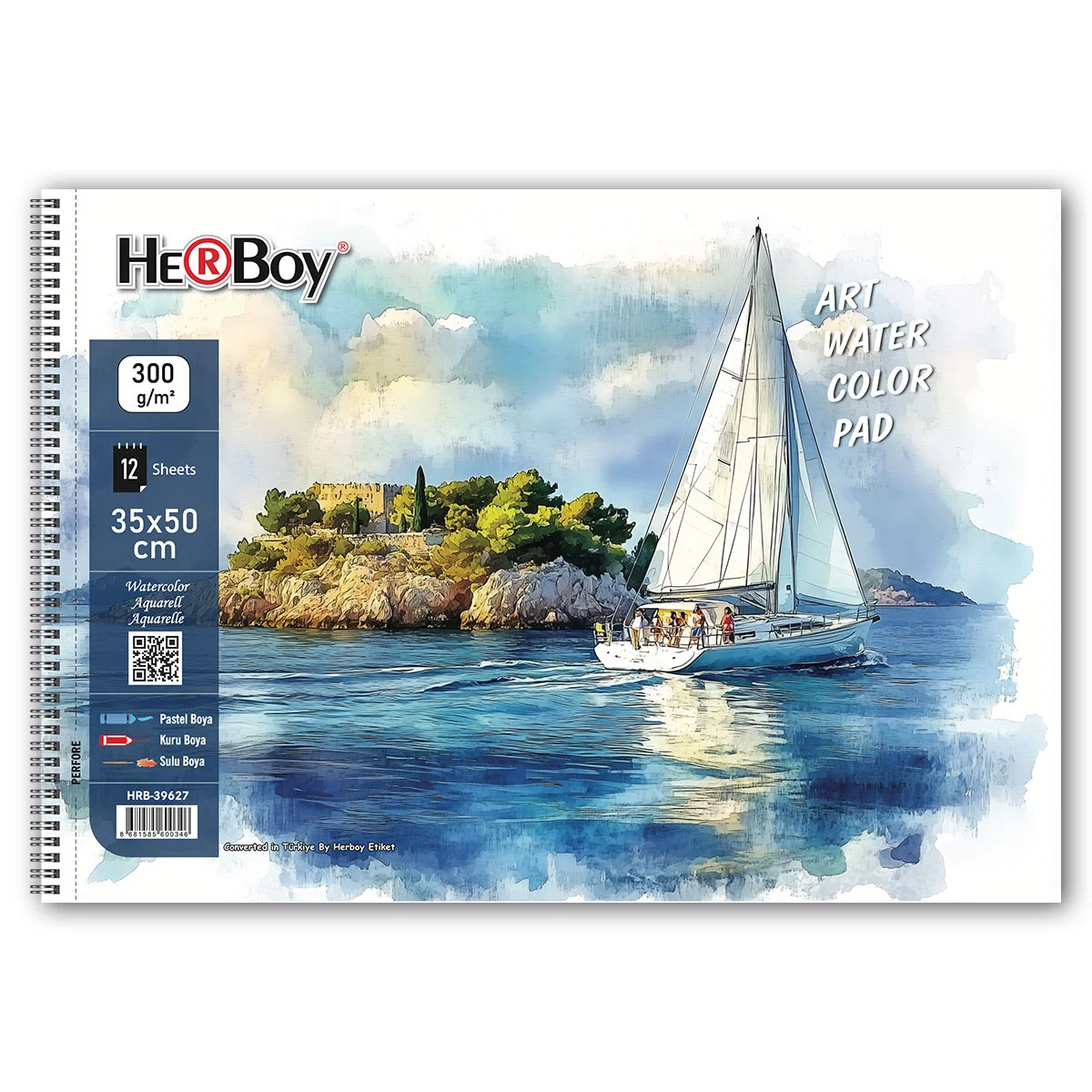 HERBOY 35X50 CM 300 GR 12 Lİ ART SULU BOYA DEFTERİ   HRB-39627
