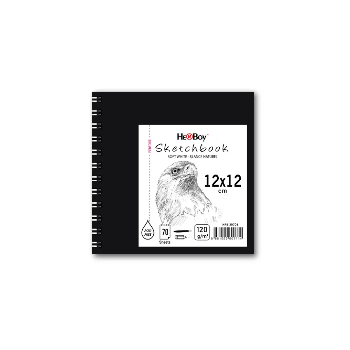 HERBOY 120 G 12X12 70 YPR. SPİRALLİ ESKİZ SİYAH SERT KPK HRB-39704