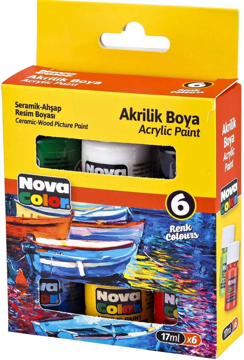 NOVA COLOR AKRİLİK BOYA ŞİŞE 17 ML  6 LI NC-2006