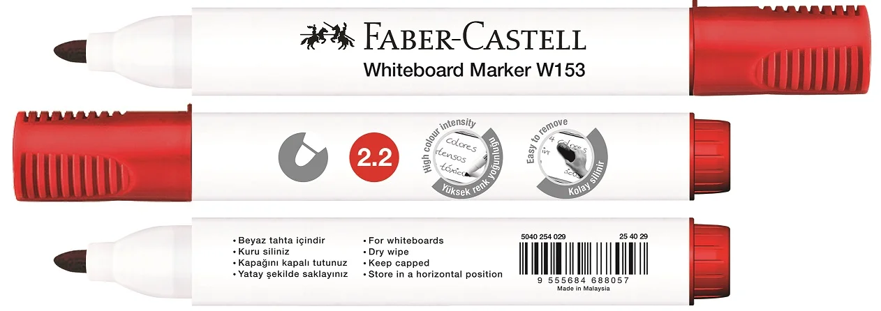FABER BEYAZ TAHTA KALEMİ W153 KIRMIZI 254029