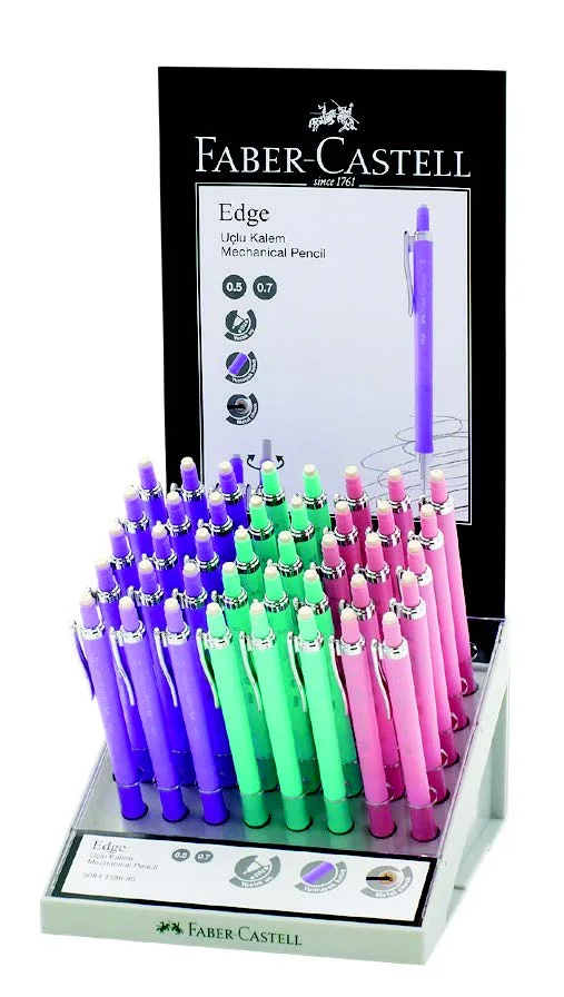 FABER VERSATİL KALEM EDGE KOYU RENK 0.7&0.5 STAND 40 LI 139600