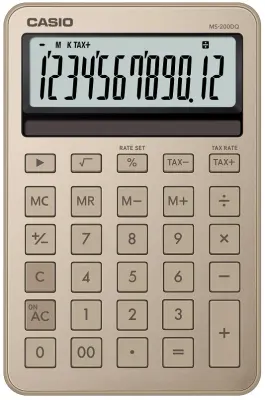 CASIO HESAP MAKİNESİ MASAÜSTÜ MS-200DQ-GD-W-DP