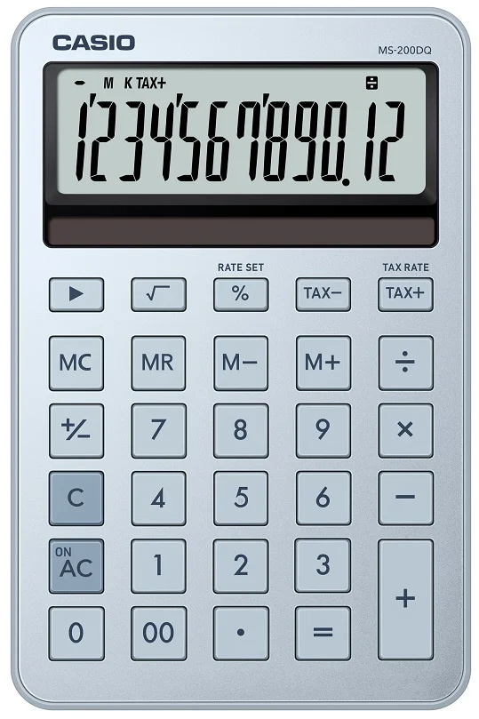 CASIO HESAP MAKİNESİ MASAÜSTÜ MS-200DQ-BU-W-DP