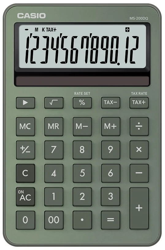 CASIO HESAP MAKİNESİ MASAÜSTÜ MS-200DQ-GN-W-DP