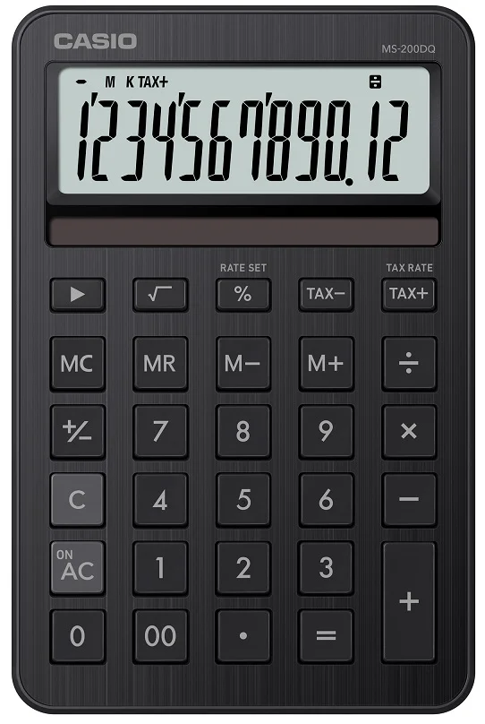 CASIO HESAP MAKİNESİ MASAÜSTÜ MS-200DQ-BK-W-DP