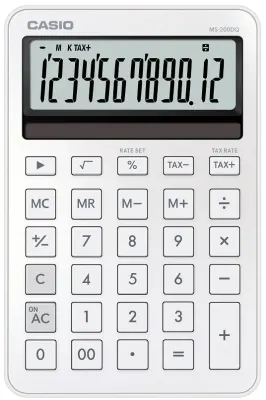 CASIO HESAP MAKİNESİ MASAÜSTÜ MS-200DQ-WE-W-DP