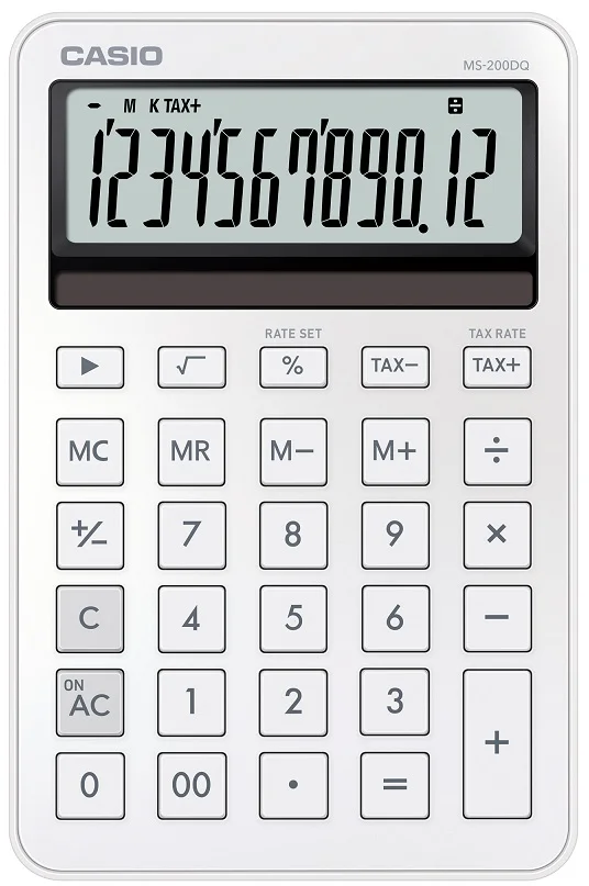 CASIO HESAP MAKİNESİ MASAÜSTÜ MS-200DQ-WE-W-DP