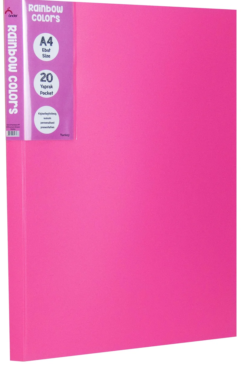 ÖNDER SUNUM DOSYASI PP A4 RAINBOW COLORS 20 Lİ PEMBE 126-23