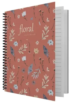 DİLMAN DEFTER FLORAL SPİRALLİ SERT KAPAK 16x22 80 YP DÜZ 6407