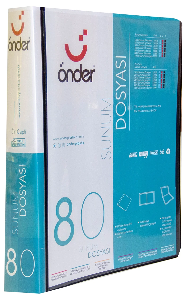 ÖNDER SUNUM DOSYASI PP A4 ÖNCEPLİ 80 Lİ SİYAH 1280-3