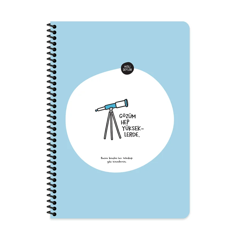 KESKİN DEFTER HİSLİ ŞEYLER STİCKERLİ GÖZÜM YÜKSEKLERDE A4 SPİRALLİ 80 YP. ÇİZGİLİ 500508