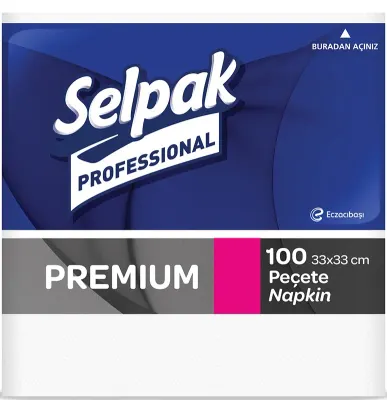 SELPAK PEÇETE PREMIUM 33x33 CM 100 LÜ 8.63 KG (KOLİ=100 LÜ x 24 PK) 9681101