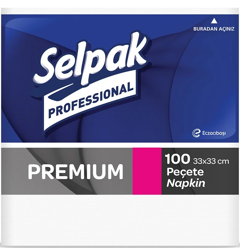SELPAK PEÇETE PREMIUM 33x33 CM 100 LÜ 8.63 KG (KOLİ=100 LÜ x 24 PK) 9681101