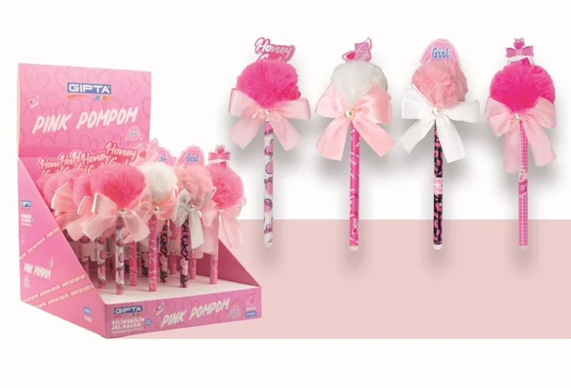 GIPTA JEL KALEM PINK POMPOM SİLİNEBİLİR 20 Lİ STAND K426800