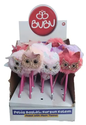 BU-BU KURŞUN KALEM PELUŞ GÖZLÜKLÜ BAYKUŞ BAŞLIKLI 25 Lİ BUBU-BKK005