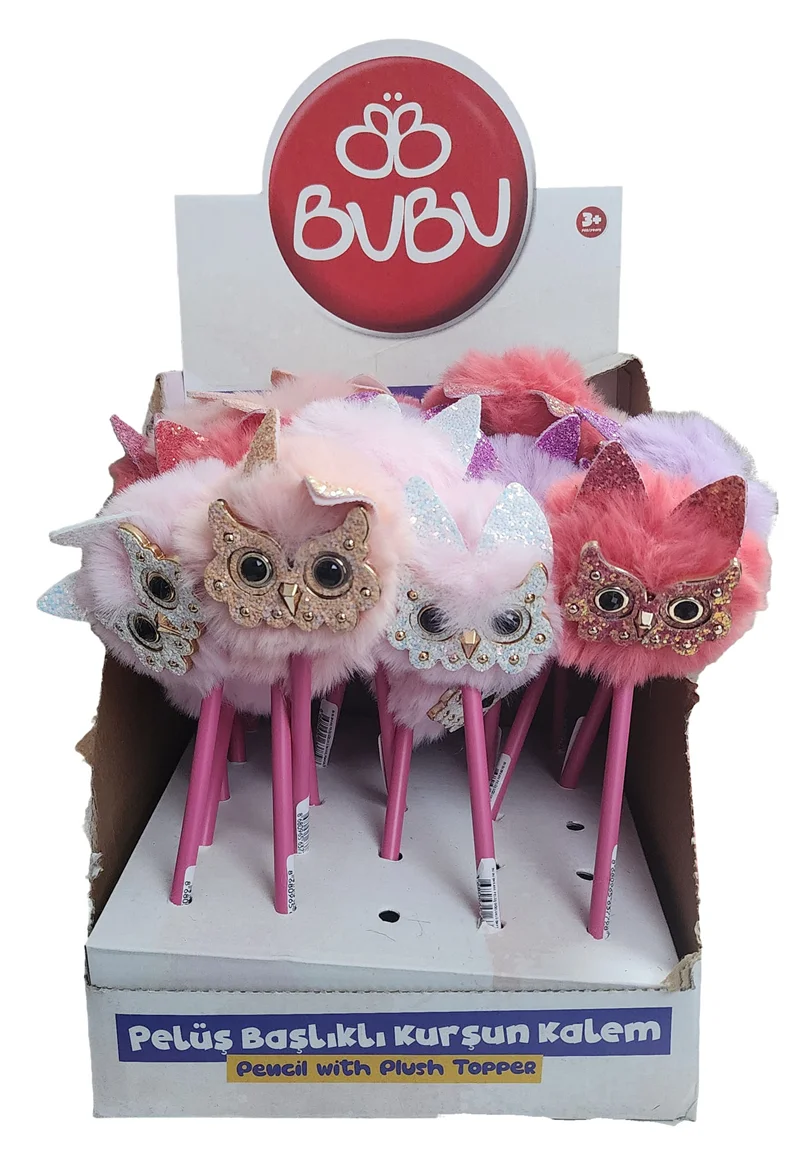 BU-BU KURŞUN KALEM PELUŞ GÖZLÜKLÜ BAYKUŞ BAŞLIKLI 25 Lİ BUBU-BKK005