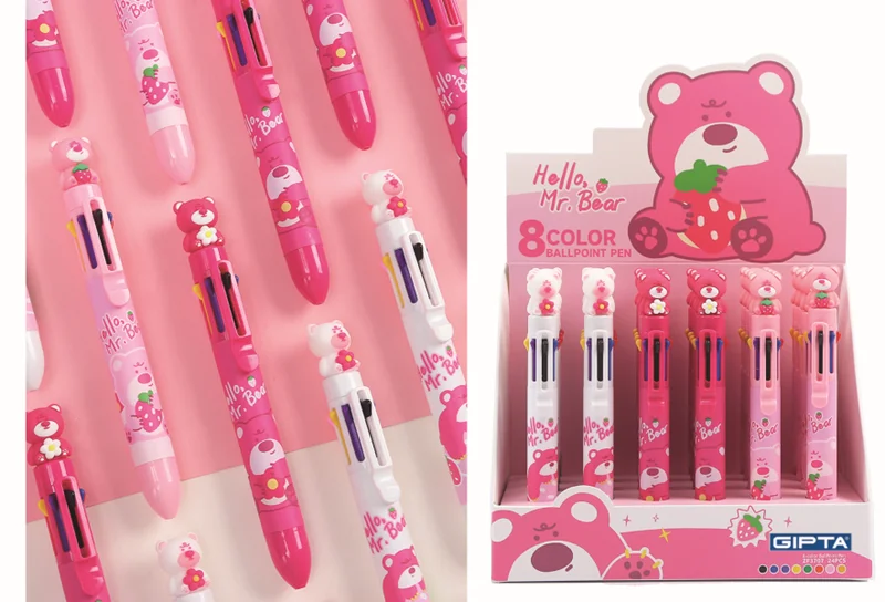 GIPTA TÜKENMEZ KALEM 8 RENK PINK BEAR 24 LÜ K426700