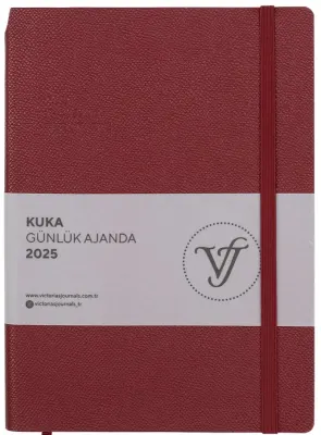 VJ AJANDA 2025 GÜNLÜK A5 KUKA IVORY 80 GR RENKLİ KENAR LASTİKLİ KAHVERENGİ 416 SF. 124-1470